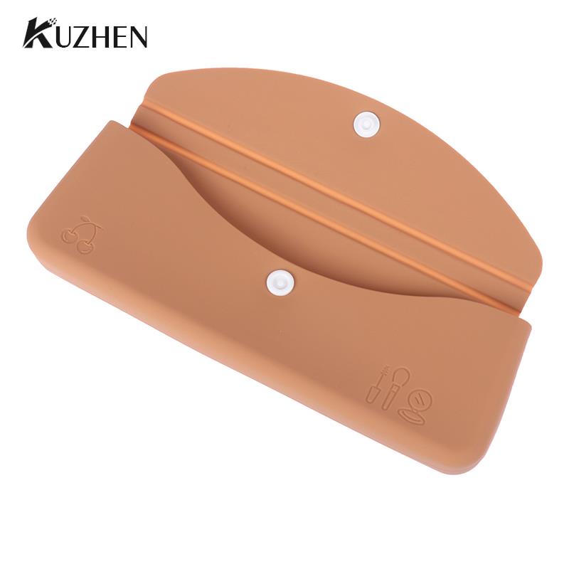 Snap Button Silicone Makeup Brush Travel Case Waterproof Makeup Brush Travel Holder For Eyebrow Pencil Lip Liner Organizer