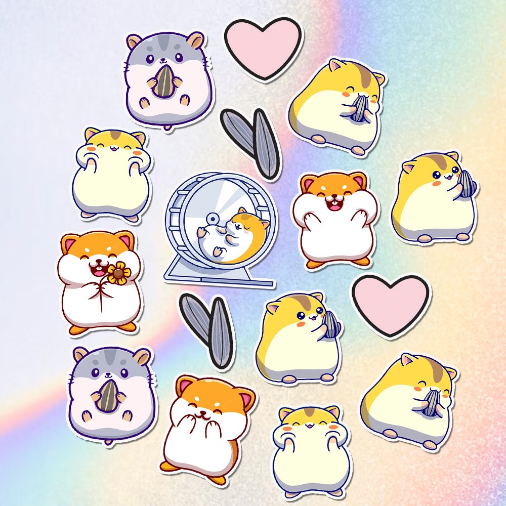 30PCS Cute Hamster Stickers, Animal Scrapbooking Stickers for Laptops and Water Bottles，Self-adhesive Decals for Journals