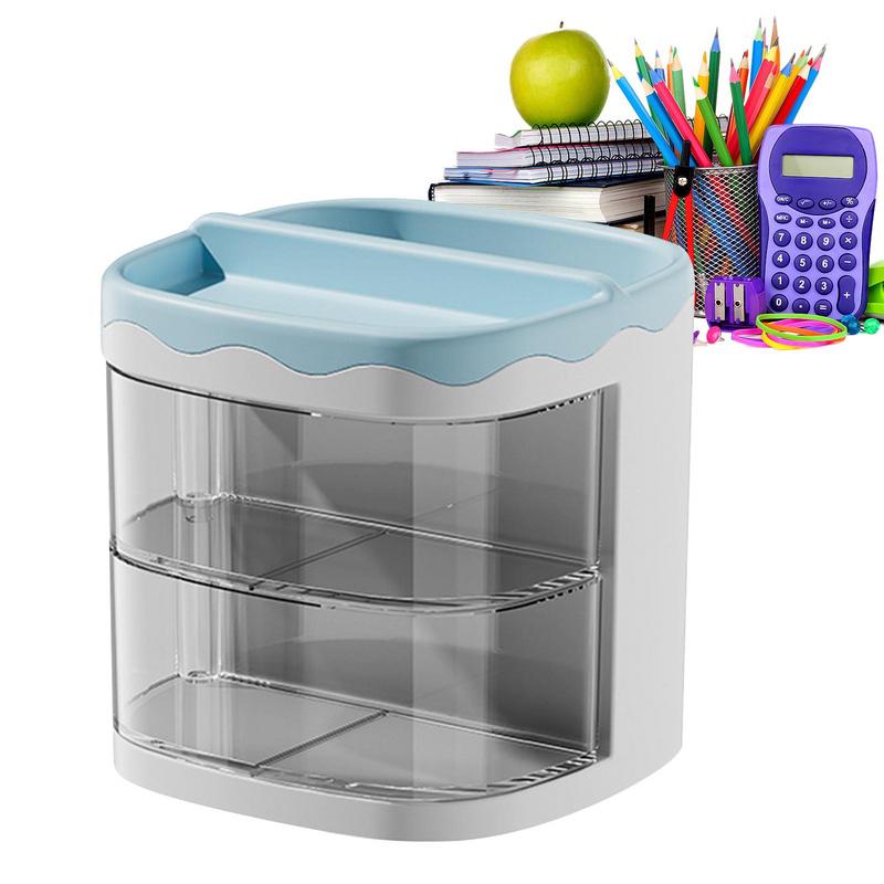 Desktop Organizer With Drawers Desktop Organizer With Transparent Drawers Large Capacity Multi Grids Dustproof Pencil Holder For