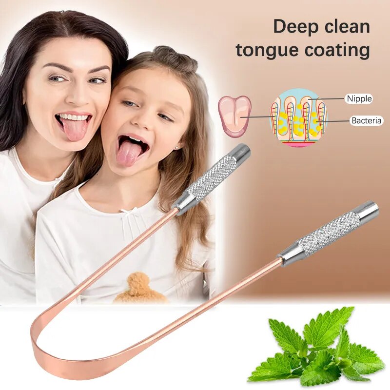 1PCS Copper Tongue Scraper Oral Tongue Cleaner Brush Tongue Toothbrush Oral Hygiene High Quality Tounge Scraper