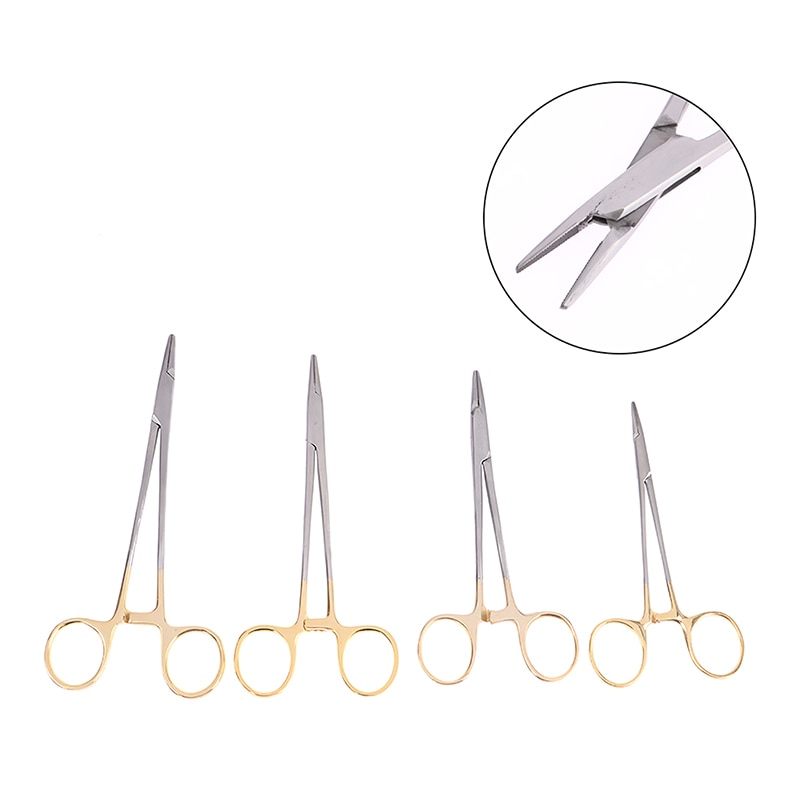 1PCS Dental Gold Plated Handle Needle Holder Pliers Stainless Steel Orthodontic Forceps Surgical Instrument Dentist Tool
