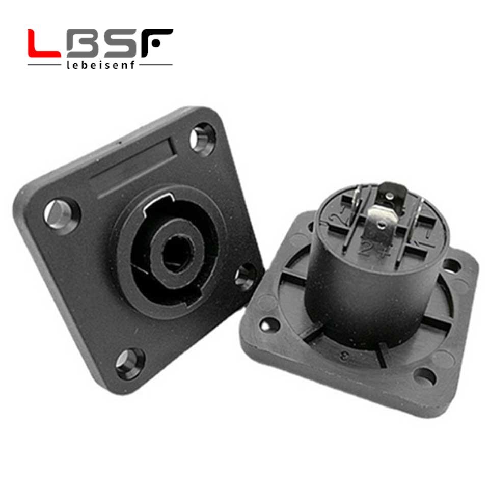 1pcs 4P4-core professional audio socket Cannon insert four-core large square NL4 socket Ohm audio socket with metal sheet