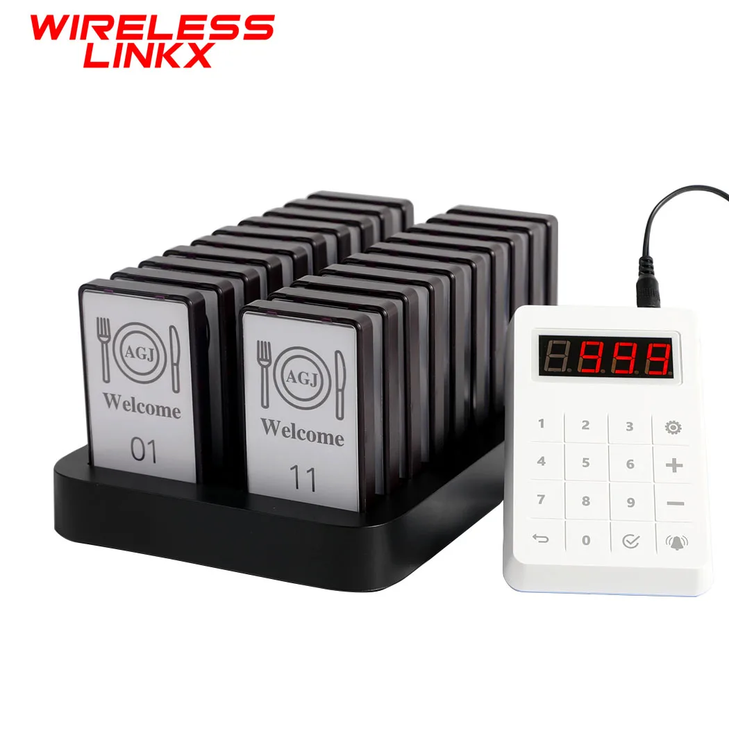 Wireless Restaurant Pager System Flash Buzzers 500 Meters Serial Number Mode Guest Paging System Food Pager for Food Truck Cafe