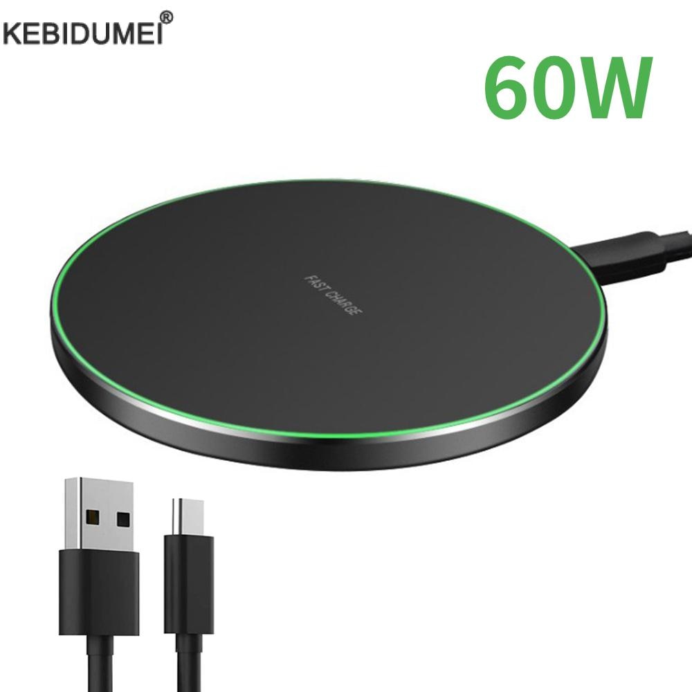 60W Wireless Charger Pad For iPhone 14 13 12 11 Pro Max X 8 Plus Samsung S23 S22 Xiaomi 13 Induction Fast Charging Dock Station