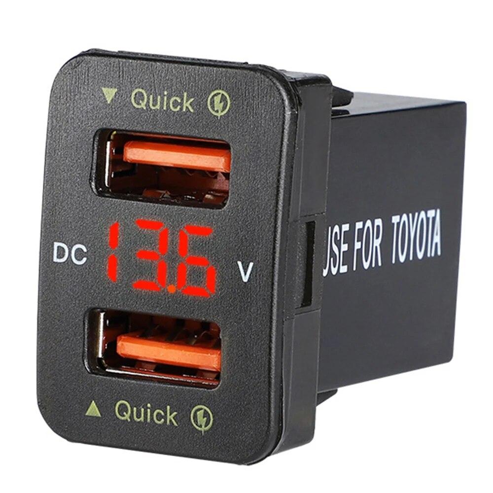 36W Fast Car Charger QC3.0 Dual USB Fast Charger with Red Voltage Waterproof Mobile Phone Charger for