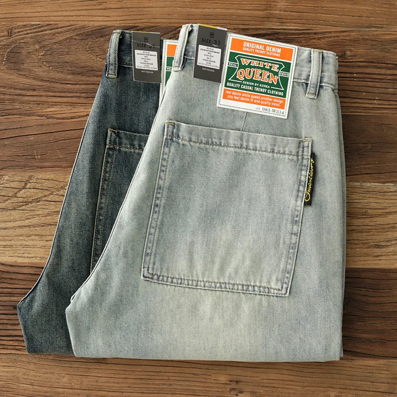 Summer New American Retro Cityboy Heavyweight Denim Cargo Shorts Men's Fashion Washed Old Loose Straight Casual 5-point Pan