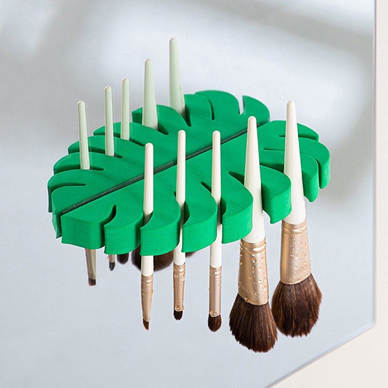 Leaf Shape Makeup Brush Drying Rack Multi Branches Wall-mounted Self-adhesive Holder Stand EVA Cosmetic Brushes Drain Stand