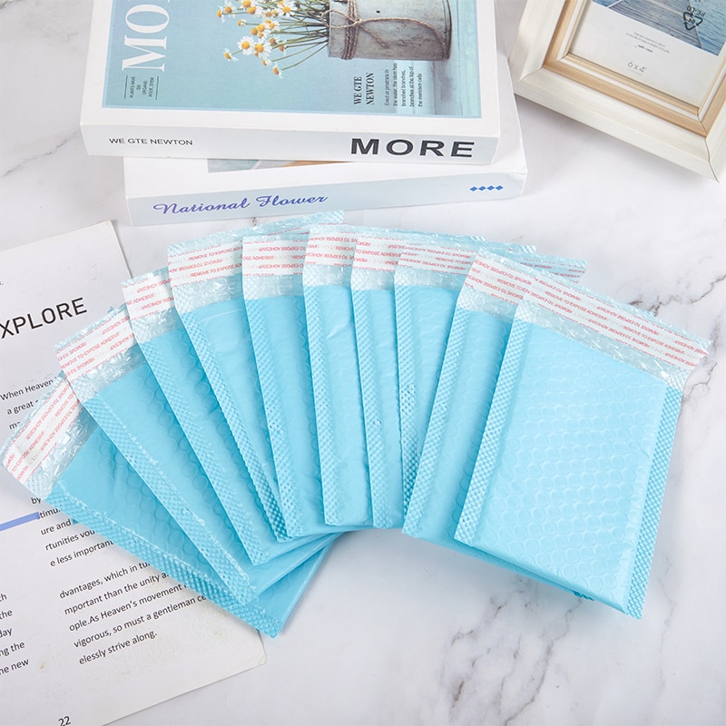 10Pcs Light Blue Bubble Mailers Padded Mailing Envelopes Self-Seal Shipping Bags for Small Business Poly Bubble Bag