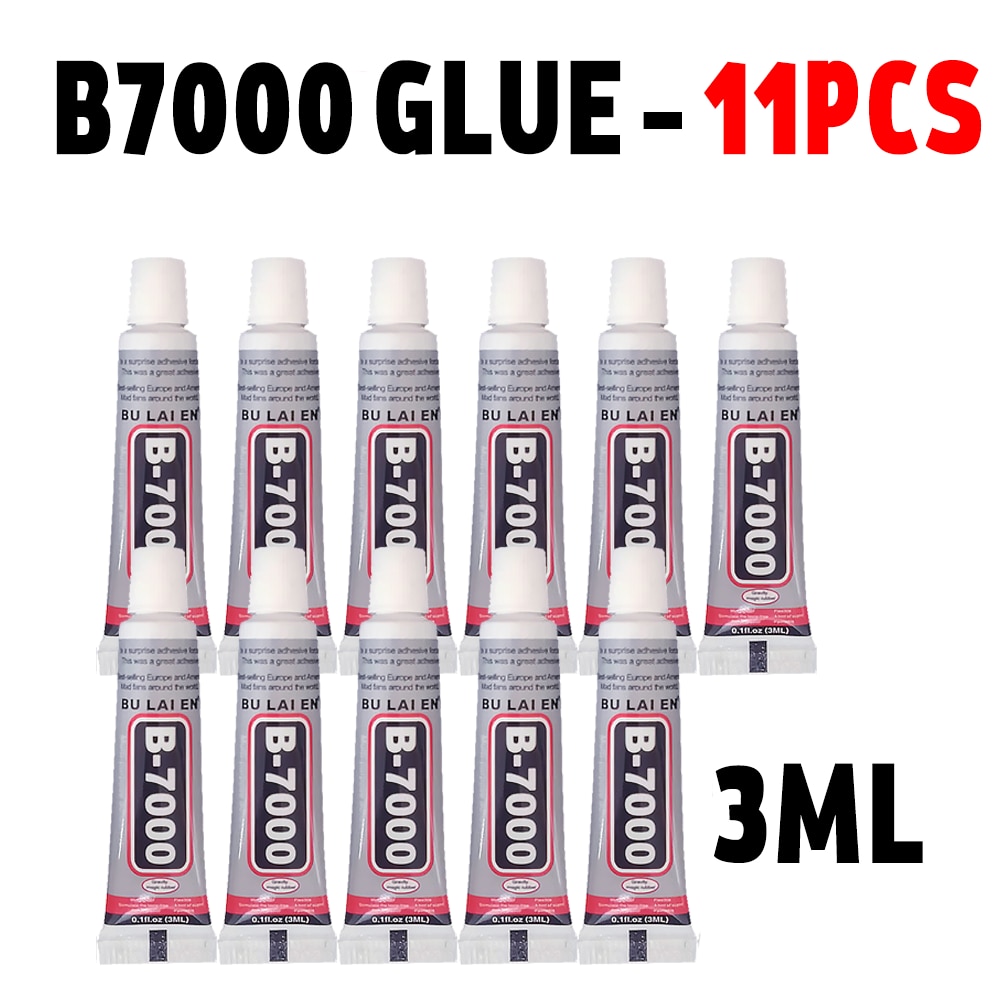 11pcs B7000 Clear Contact Phone Repair Adhesive Universal Glass Plastic DIY Glue B-7000 With Precision Applicator 3ml