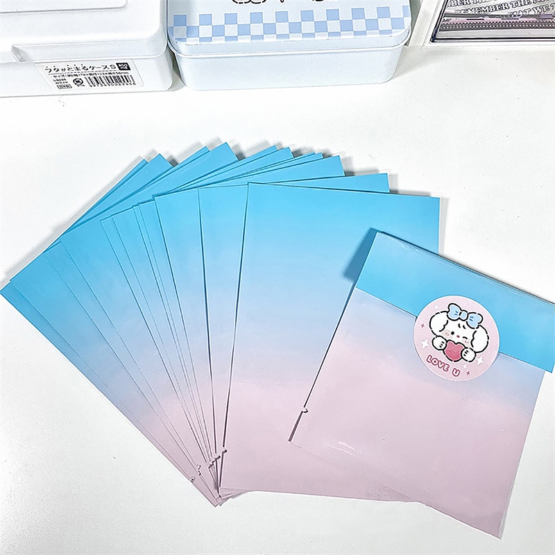 10 Pcs Ins Blue Pink Gradient Color Packing Bags Aluminum Foil Flat Pockets Resealable Ziplock Bag Gift Packaging Self-seal Bags