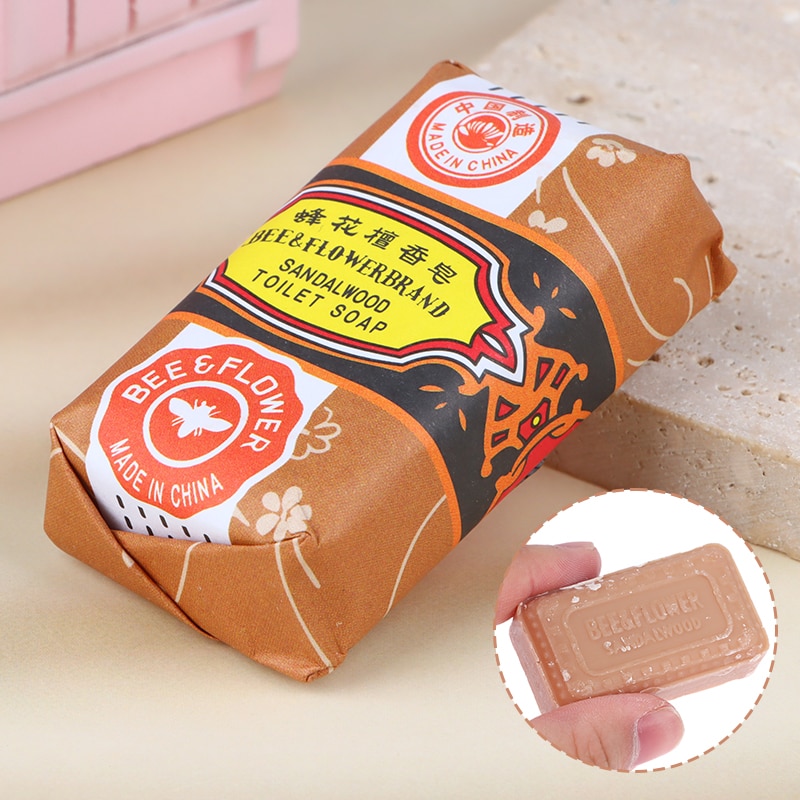 25g Mini Bee Blossom Sandalwood Soap Travel Makeup Removal Cosmetic Brush Cleaning Tool Eyebrow Brush Cleaner Soap