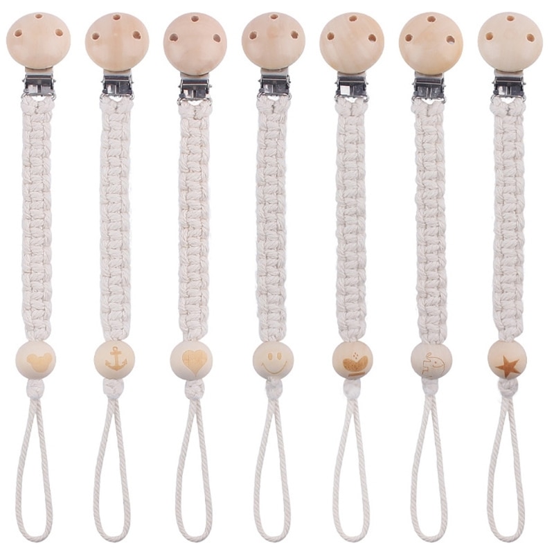 K1MA Handwoven Cotton Pacifier Clip Baby Teether Hanging Rope Chain Soother Newborn Essential Nursing Product