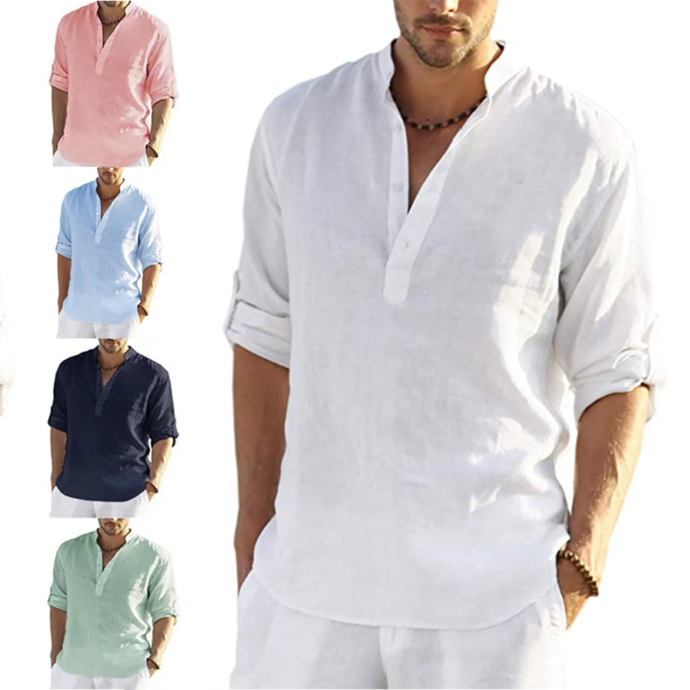 2023New Men's Casual Blouse Cotton Linen Shirt Loose Tops Long Sleeve Tee Shirt Spring Autumn Casual Handsome Men's Sh