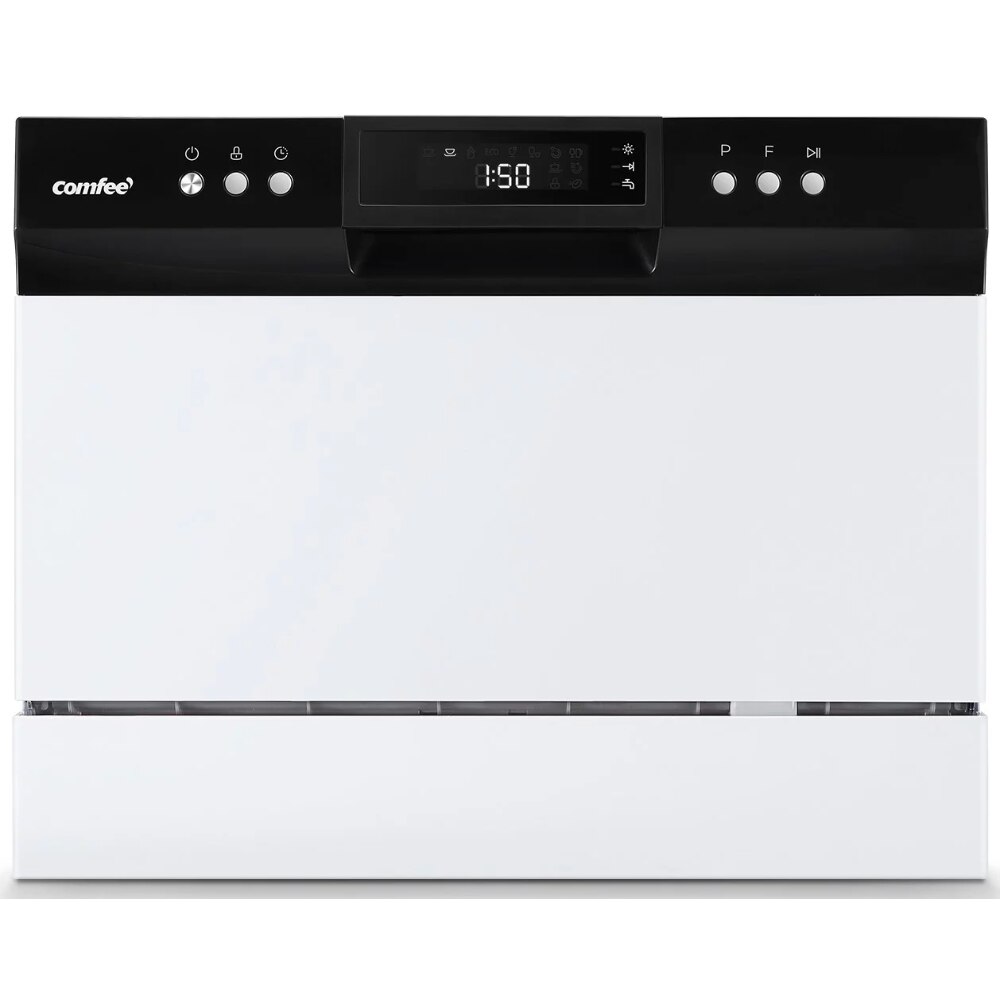 Comfee 6-Place Setting EnergyStar Compact Countertop Dishwasher with 8 Cleaning Settings, CDC22P1AWW, White