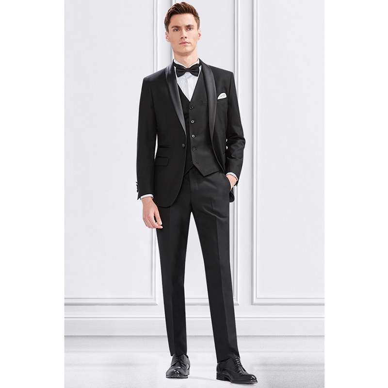 Lin2355-Business suit jacket Slim black business suit