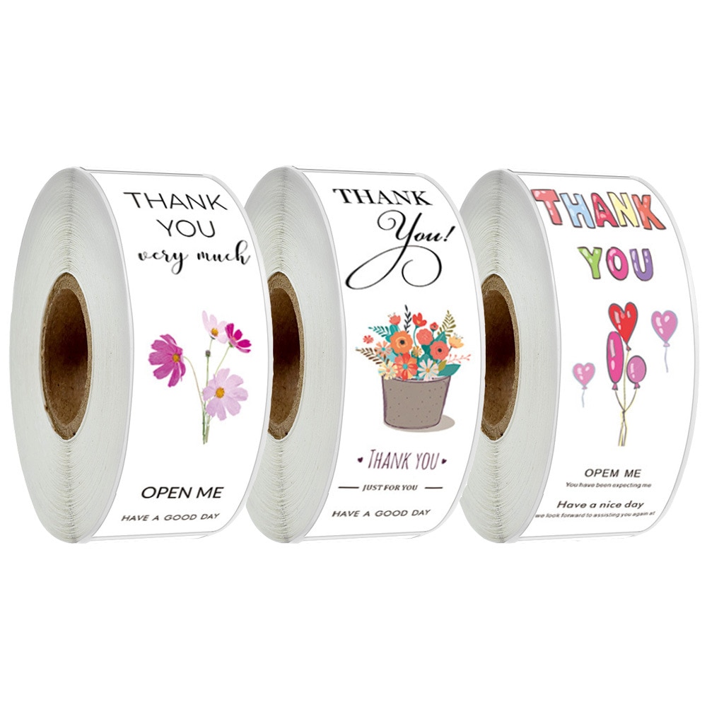 120Pcs Flower Rectangle Thank You Stickers for Gift Packaging Decor Stationary Supplies Thank you for your order sticker 1*3inch