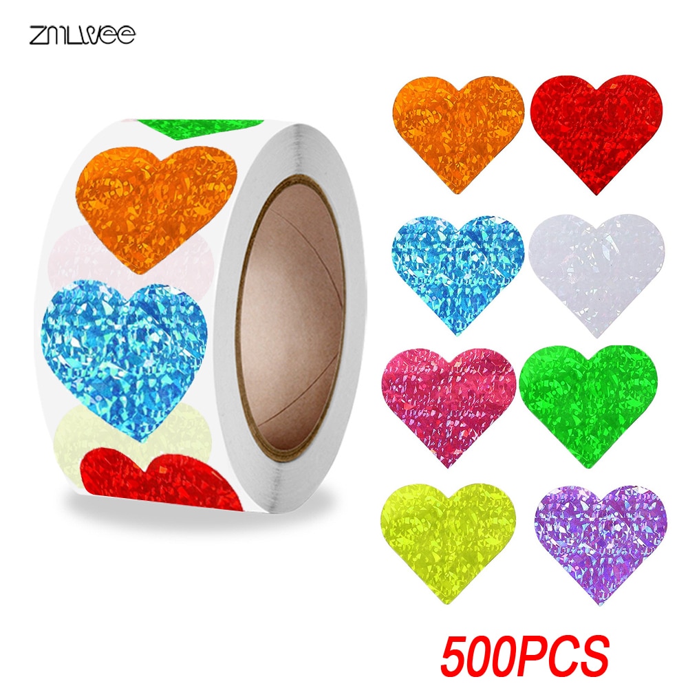 2000-3000pcs Heart Stickers for Envelopes Valentine's Day Sparkling Heart Stickers Decorative Love Stickers Holiday Decorat