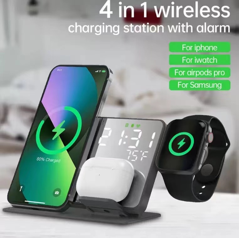 LDNIO 4 IN 1 Wireless Charger Stand USB-C Fast Charging Phone Accessories For IWatch Airpods IPhone 14 13 Samsung S23 Huawei