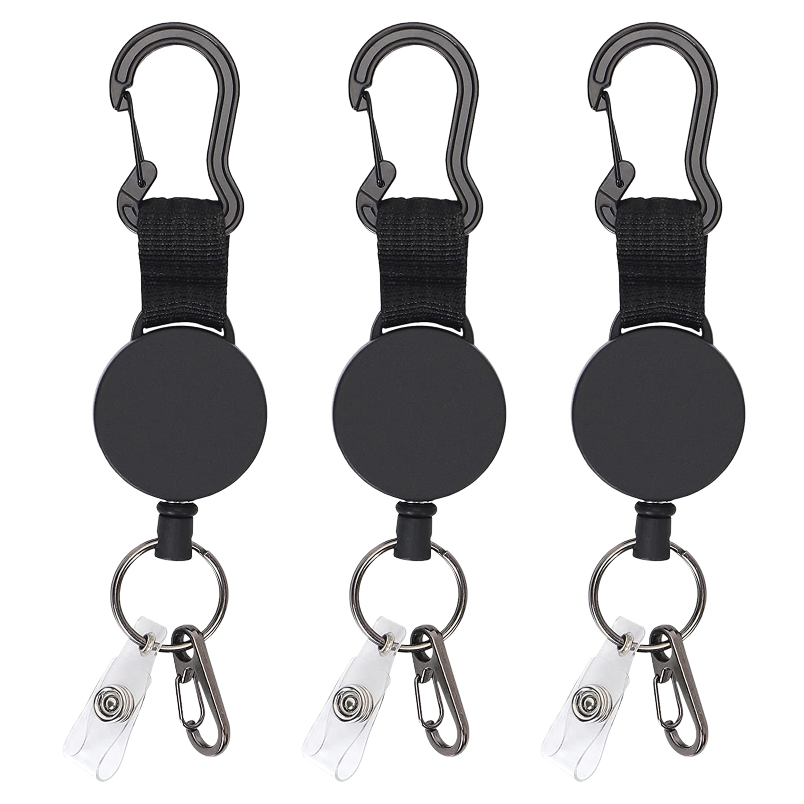 3pcs Extendable Lanyard Traveling Flexible Fishing Walking Badge Key Chain Office ID Card Heavy Duty Retractable Portable