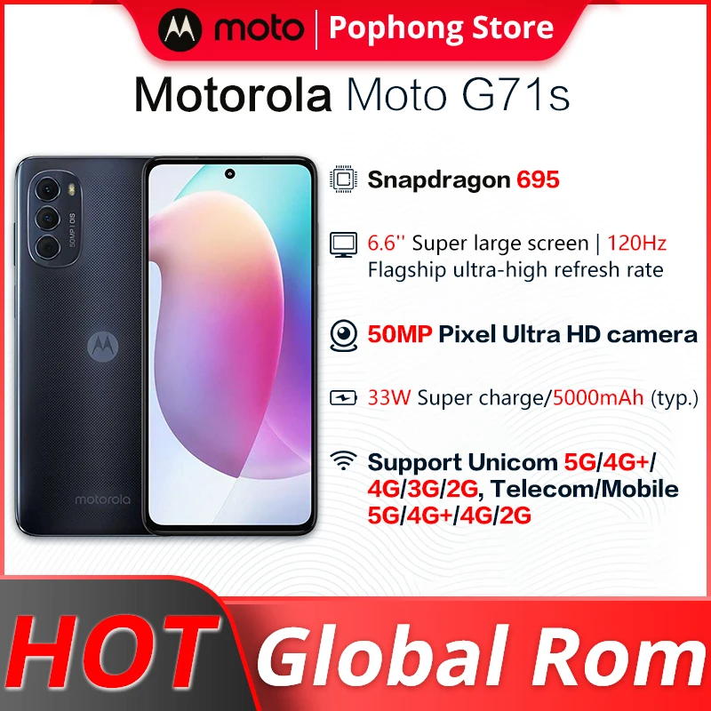 Global ROM Motorola Moto G71s 5G Snapdragon 695 Octa Core 8GB 128GB 5000mAh Battery 30W charge 6.6'' 120Hz AMOLED Scre