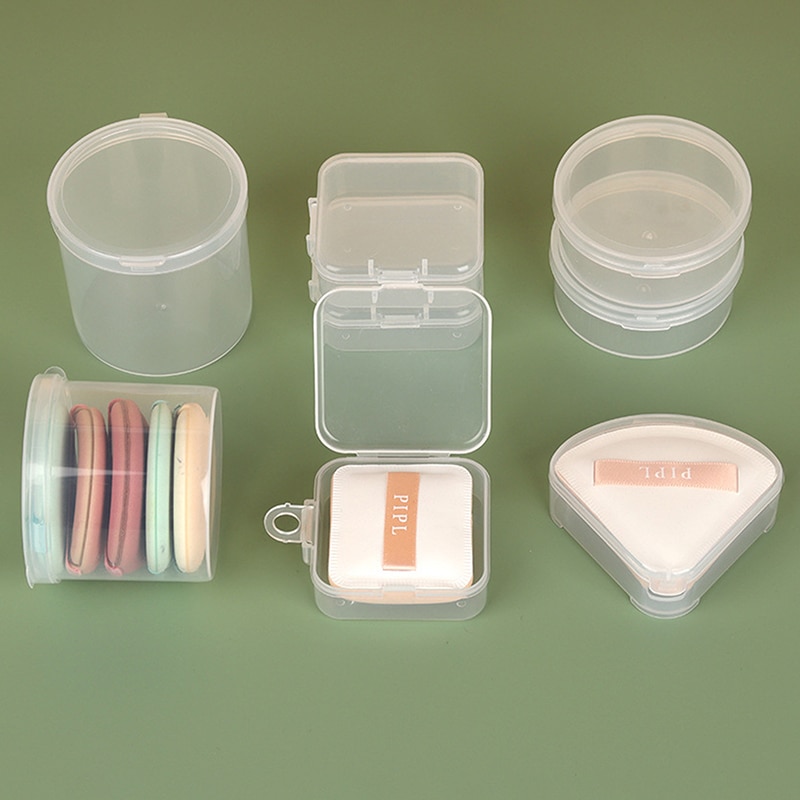 Plastic Box Case For Round/Square Puff Transparent Sponge Puff Portable Travel Cosmetic Bags Cosmetics Storage Case