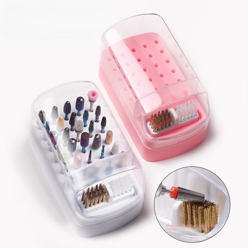 30 Holes Nail Art Drill Storage Box Grinding Polish Head Bit Holder Display Nail Drill Bits Organizer Nail Stand Manicure