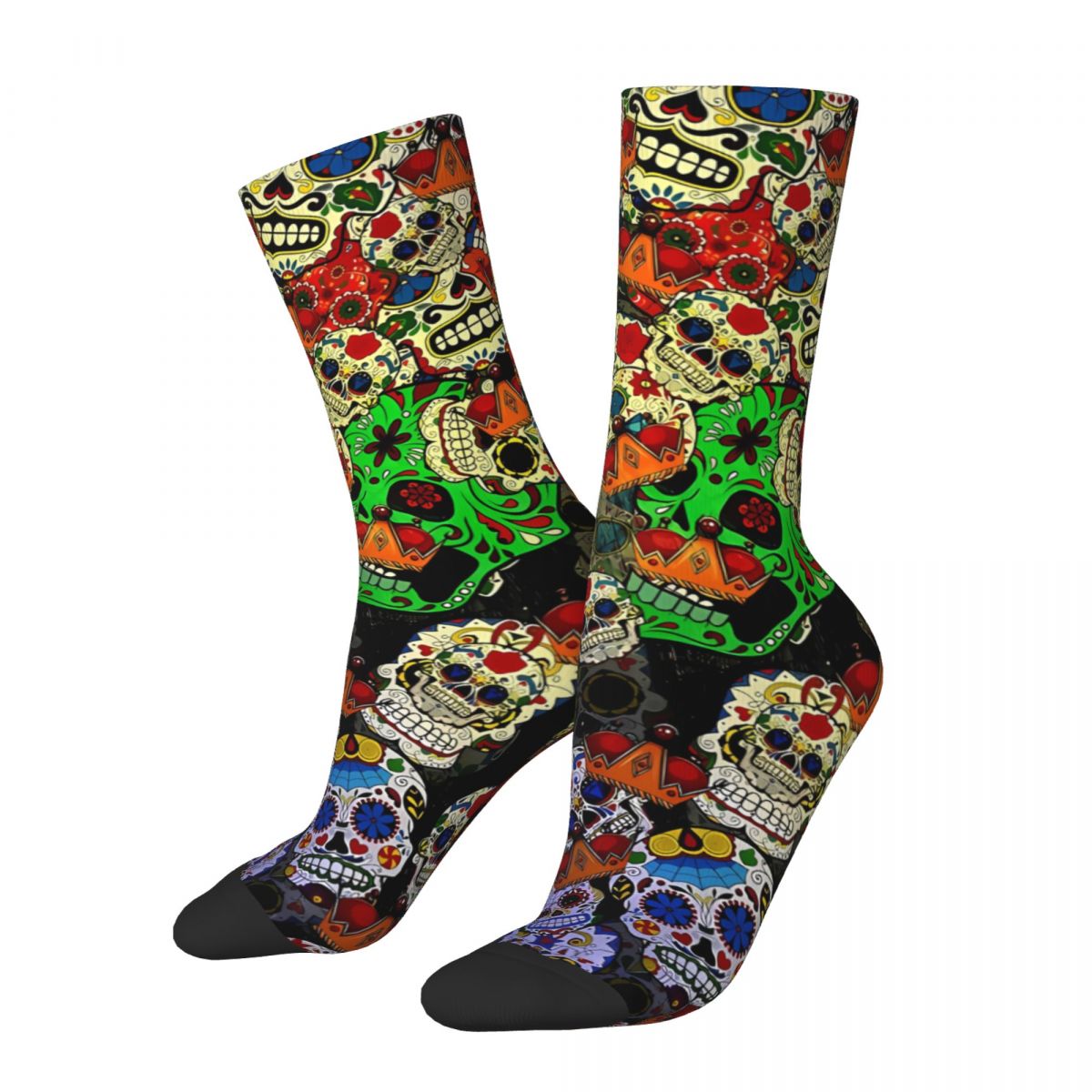 Retro Colorful Sugar Skulls Men's Socks Day Of The Dead Mexico Skull Unisex Street Style Pattern Printed Happy Crew Sock Gi