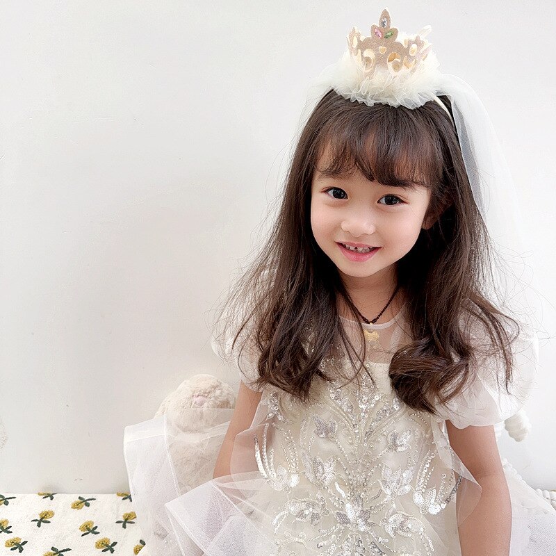 Retro Princess Toddler Girl Hair Hoop Sweet European Style Crown Bright Drill Kids Girl Headband Birthday Party Hair Accessories