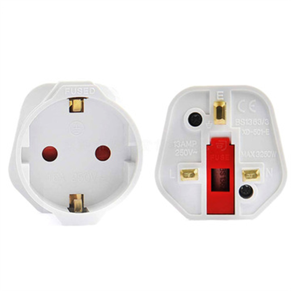 EU Euro 2 Pin To UK 3 Pin Plug AC Universal Adapter Travel Converter European Wall Plug Socket For Electrical Switches Tool