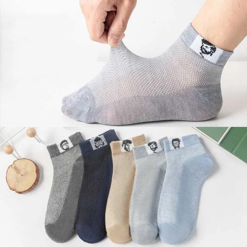 5pairs/Lot Men's Socks Casual Boat Socks Coloful Color Business Socks Solid Color Breathable Comfortable High Quality Ankle