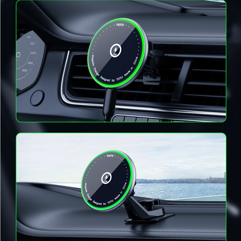 15W magnetic suction fast charging air outlet bracket magnetic suction car phone holder suitable for Apple phones
