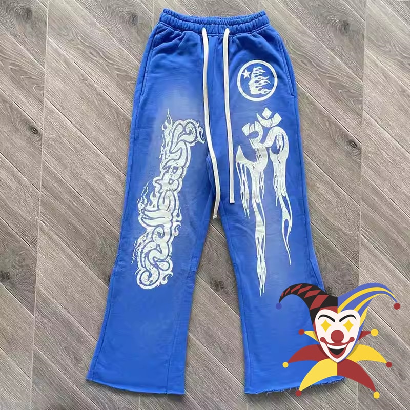 Blue Vintage Hellstar Studios Sweatpants Men Women Jogger Drawstring Casual Flare Pants