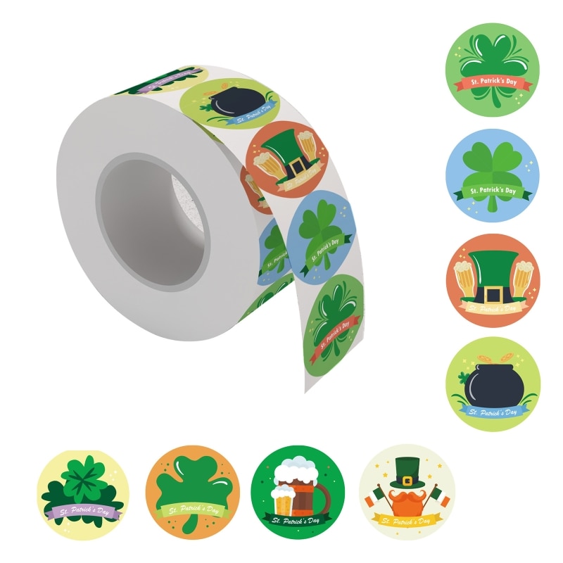 500Pcs/Roll S for t Patrick's Stickers Round Wrapping Labels Gift D