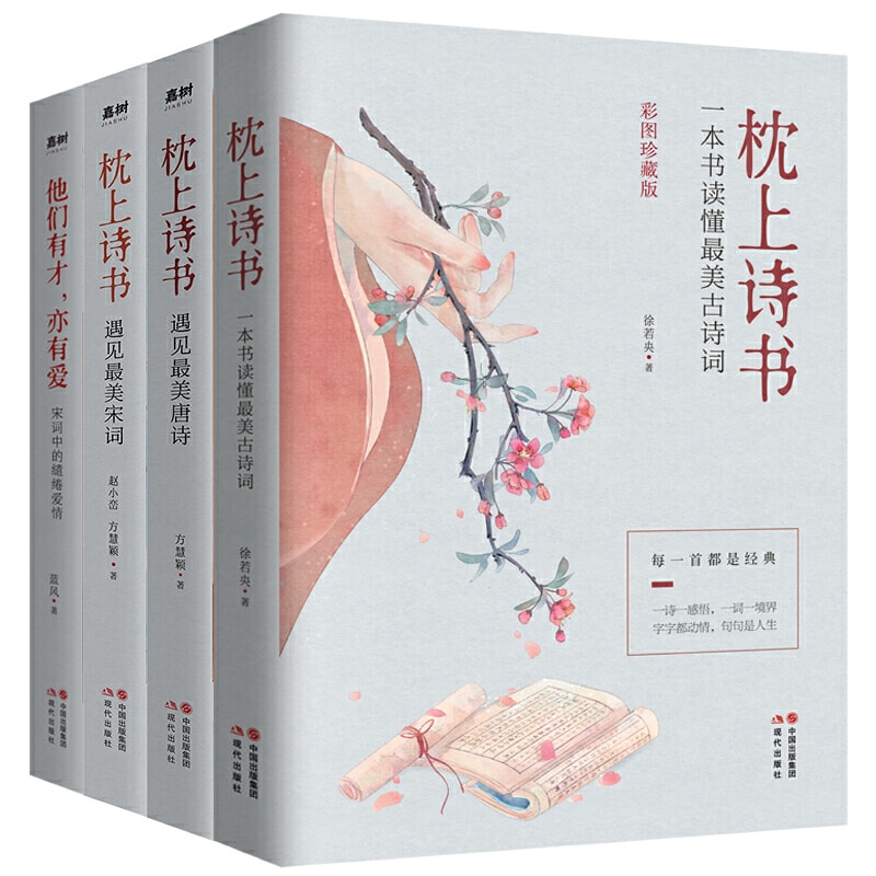 New 4 pcs/set Pillow Book of Poetry Song Ci and Tang Poetry Selection of Classic Poems