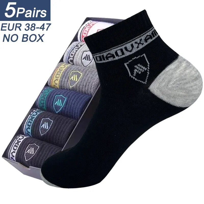 Brand 5 Pairs Of Thin Summer Breathable Boat Socks Plain Color Mens Casual Socks Breathable Sweat Absorbing Socks EUR38-47