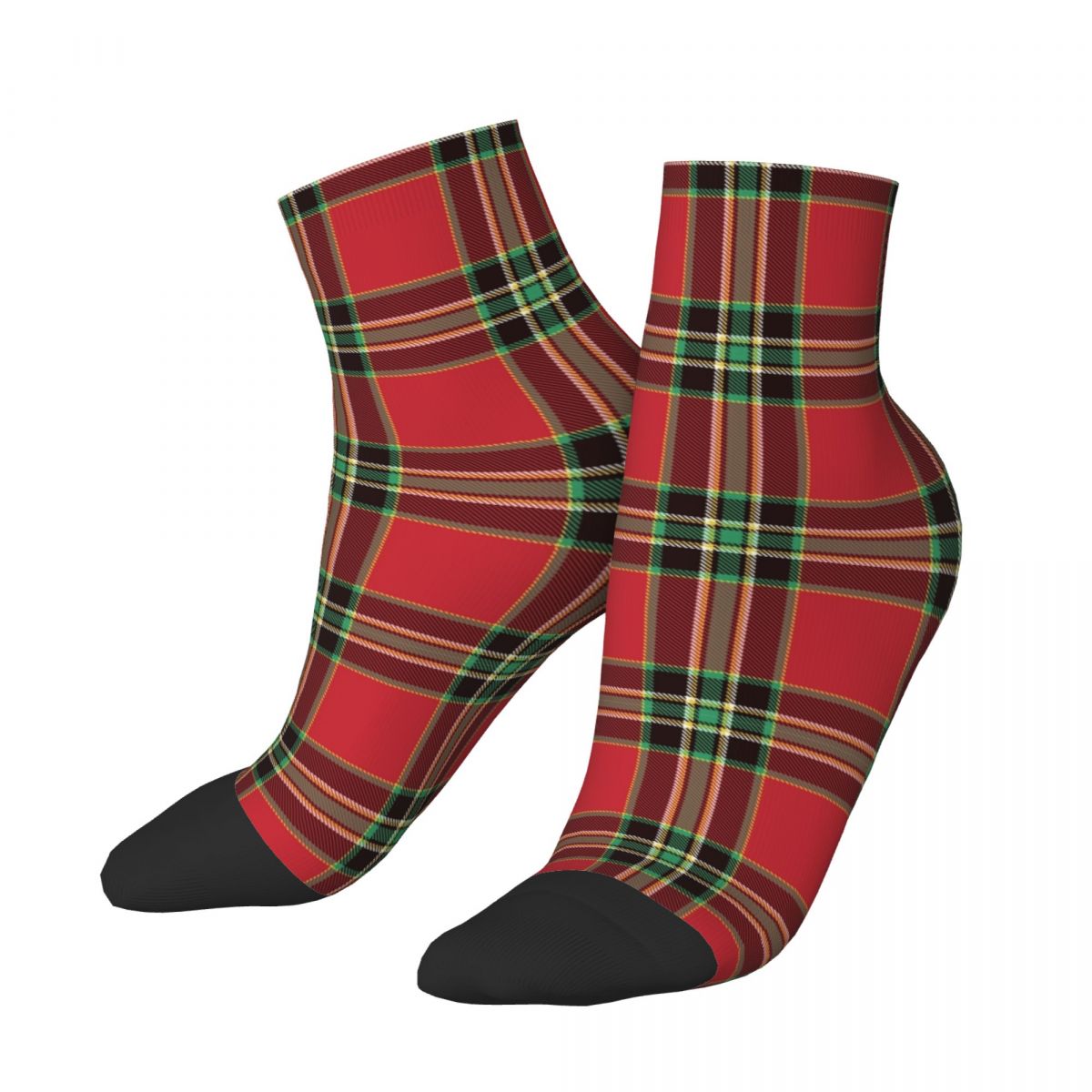 Harajuku Christmas Plaid Skateboard Short Socks New Year Polyester Ankle Socks for Women Men Sweat Absorbing