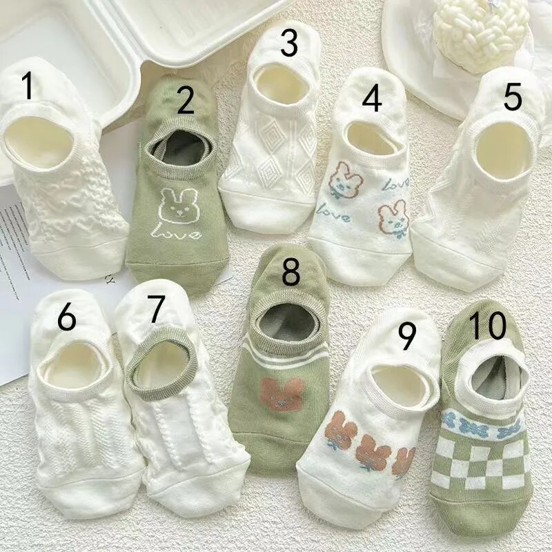 5pairs/Lot Korean Summer Socks Women Cartoon Animal Rabbit Socks Cute Funny Invisible Cotton Ankle Short Socks Girls Size 35-39