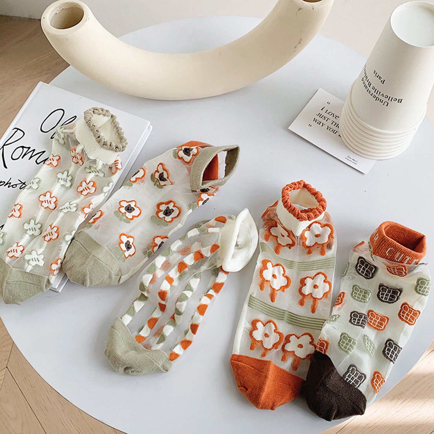 5 Pairs/Lot Summer Short Women Socks Low Tube Cool Socks Set Cute Print Ankle Foot Cover Fashion New Kawaii Sock