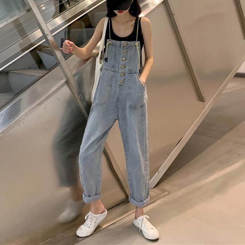 Denim Jumpsuits for Women Lace-up Thin One Piece Outfits Women Rompes Loose Korean Style Casual Vintage Playsuits Women Clothing