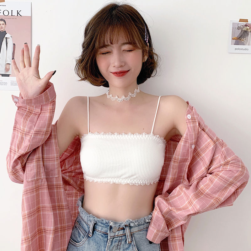 1pc Women's Cotton Bra Female Tube Top Bra Women's Suspender Underwear Beautiful Tank Top Seamless Comfort Bra Sport L