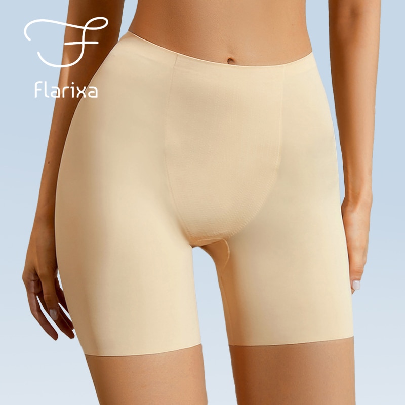 Flarixa Boxer Briefs for Women Seamless Ice Silk Safety Shorts Under the Skirt High Waist Slimming Shorts Summer Safety Pants