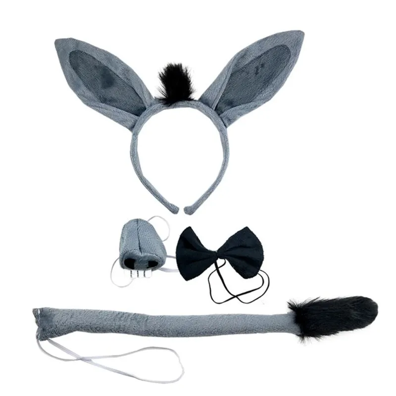 Animal Hair Hoop Dunkey Headband Hand-made Simulation Animal Ears Halloween Headband Horse Cosplay Halloween Headwear