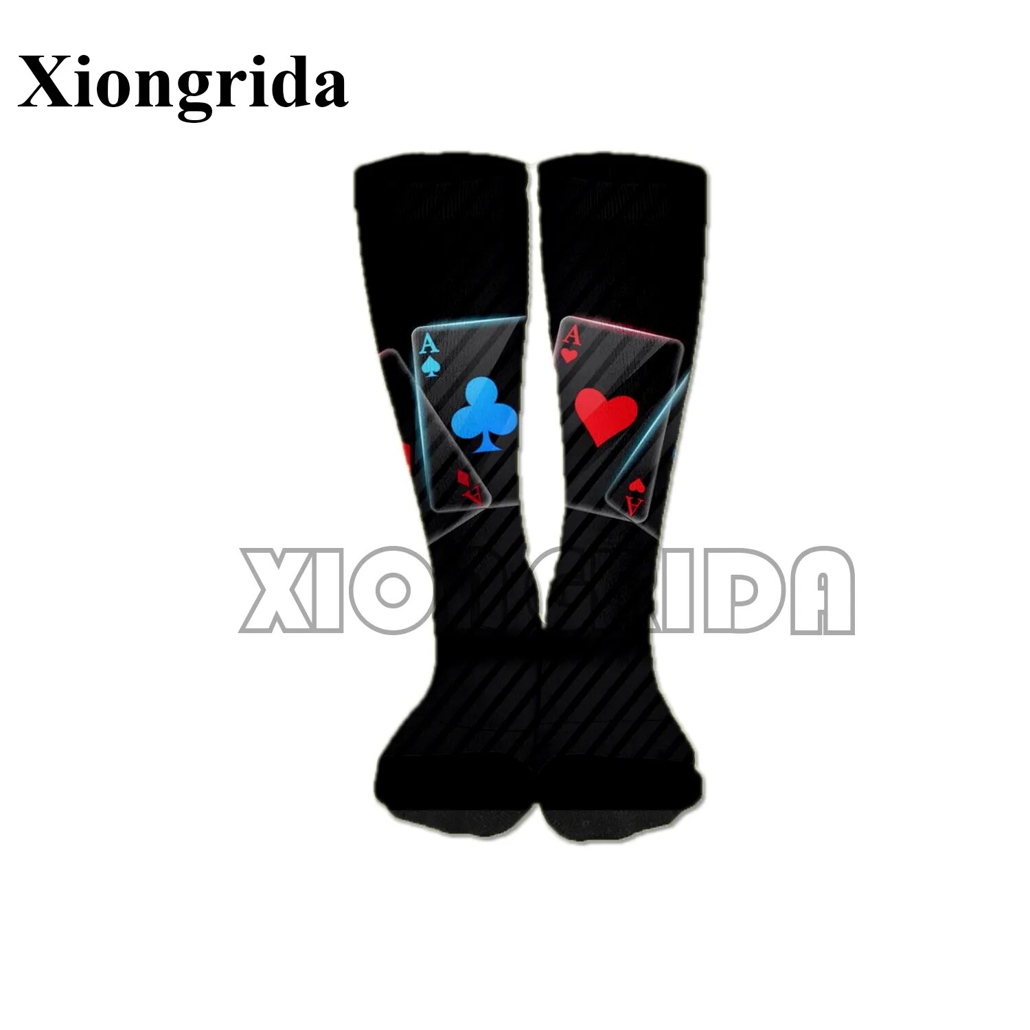 Kawaii Cute Poker Print Socks 3D Playing Cards Print Mens Socks Cotton Novelty Socks Harajuku Fashion Sports Long Socks New
