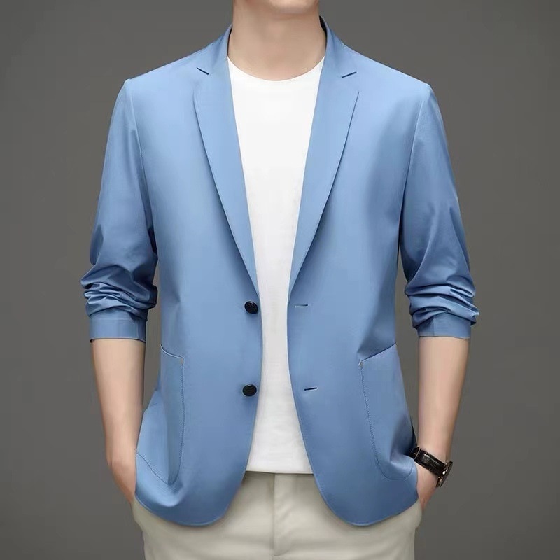 5445-R- spring and summer men's Customized suit beads Paul embroidery business lapel men's short-sleeved Customized su