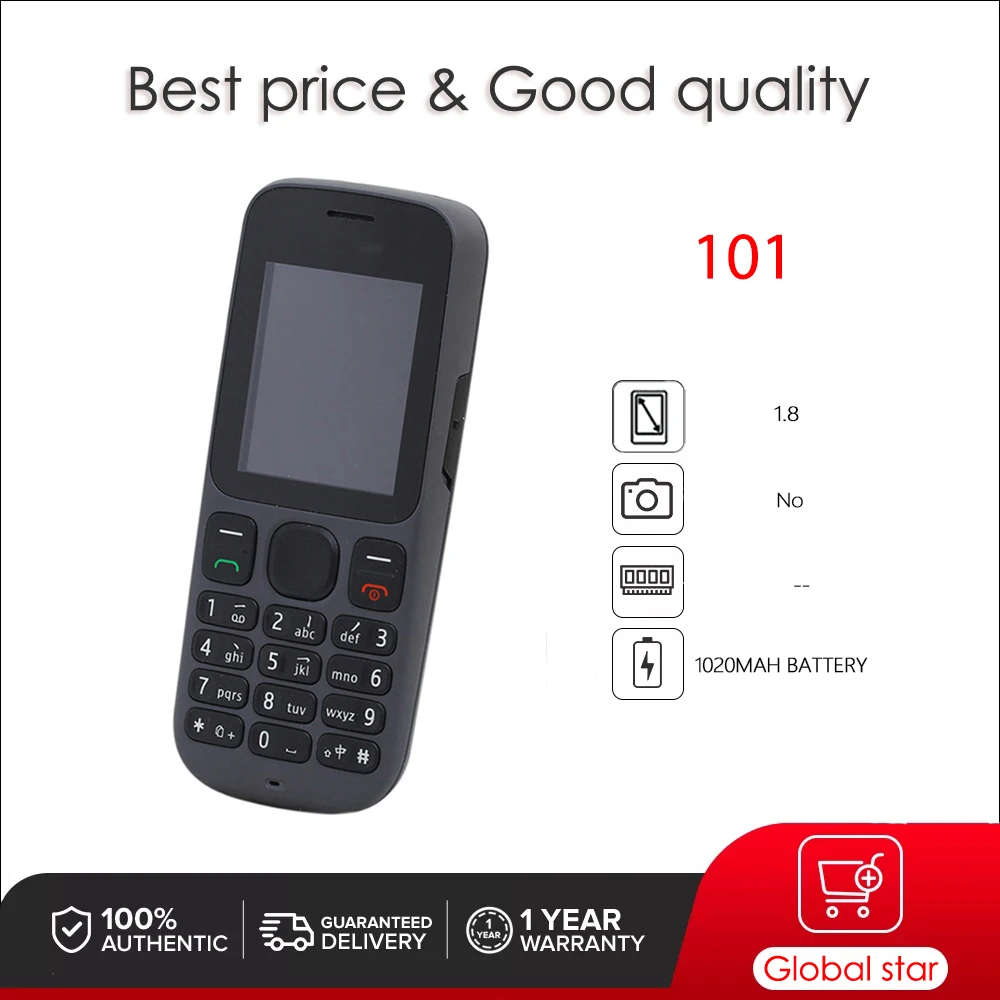 Original Unlocked 101 ( 1010) 2 Sim GSM900/1800 Loudspeaker Mobile Phone Russian Arabic Hebrew English Keyboard Made in Finland