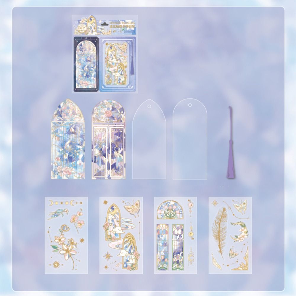 4 Styles Book Lover Cartoon Printed Pagination Marker Creative School Student Hand Account Flowing Light Sticker Bookmark