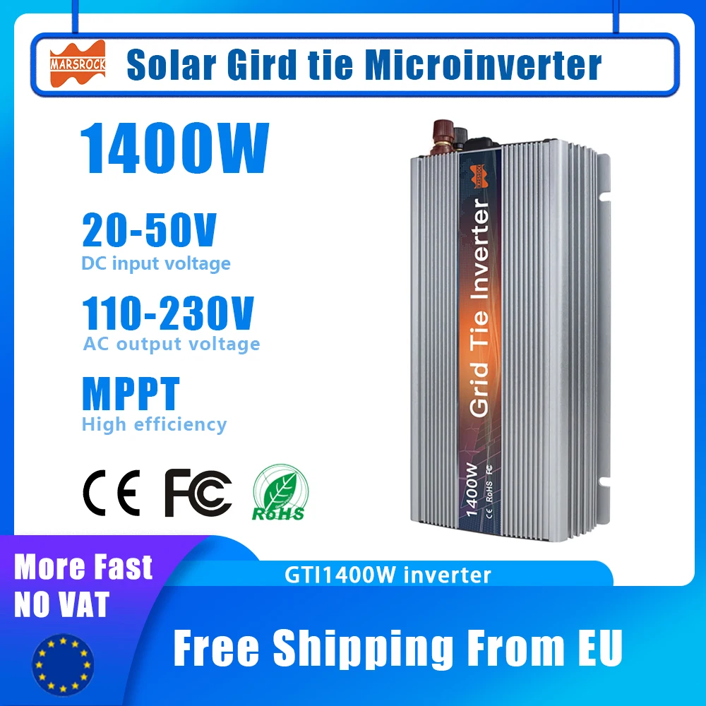 1400W Solar MPPT Micro Inverter On Grid Tie DC 18V 36V AC 120V 220V Solar inverter Pure Sine Wave Home Appliance US EU Plug