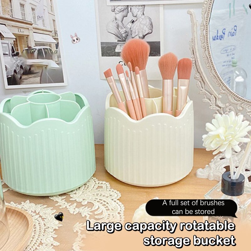 Makeup Brushes Holder 360° Rotating Portable Desktop Makeup Organizer Cosmetic Storage Box Make Up Tools Jewelry Container