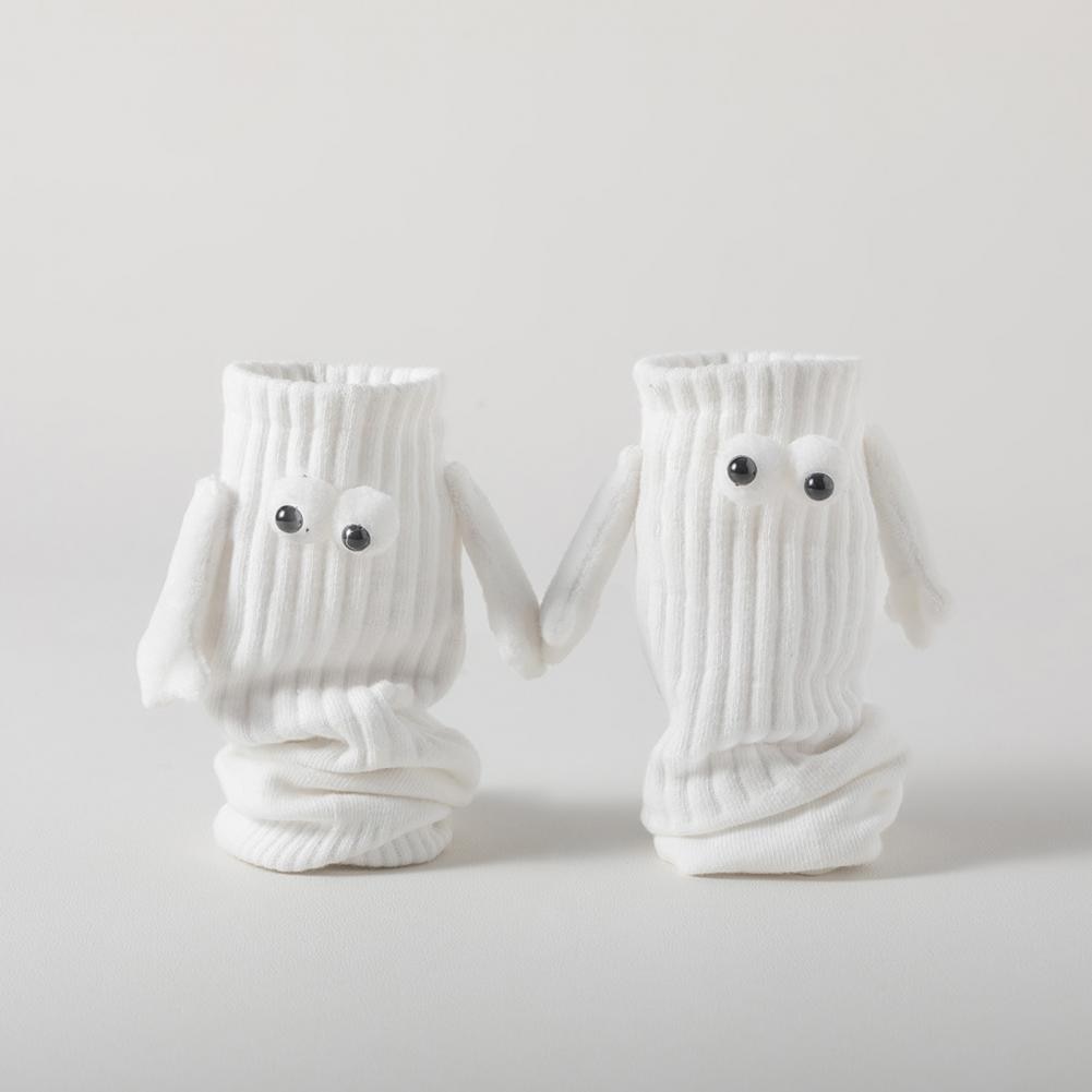 Couple Mid-calf Socks Funny Magnetic Suction Couple Socks Big Eyes Holding Hands Mid-tube Cute Socks for Women Men Unique Funny