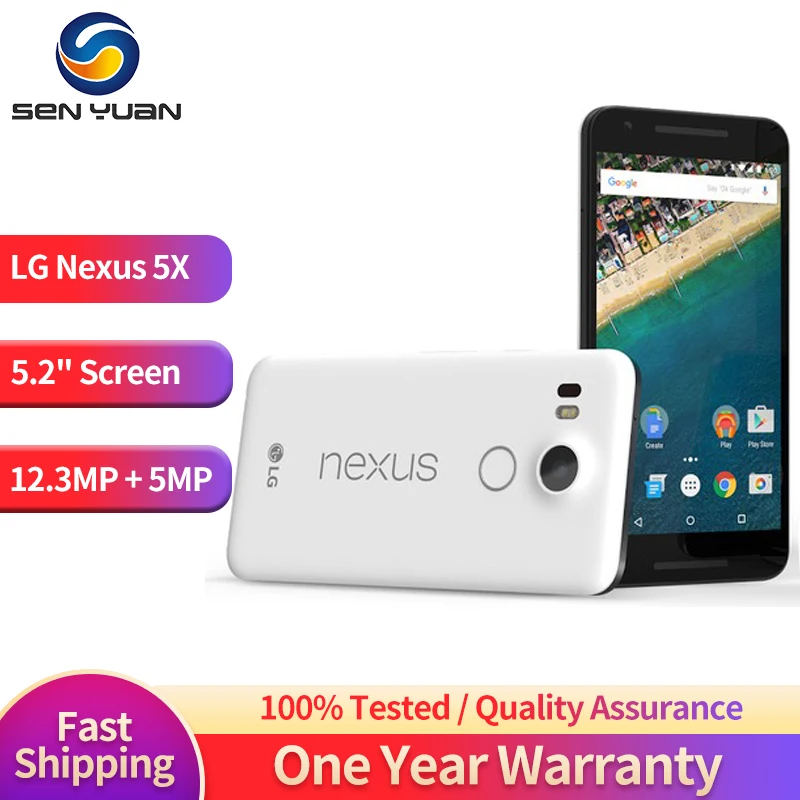 Unlocked Original LG Nexus 5X 4G Mobile Phone H790 5.2'' 2GB RAM 16/32GB ROM LTE CellPhone 13.0MP 1080P Hexa Core Smar